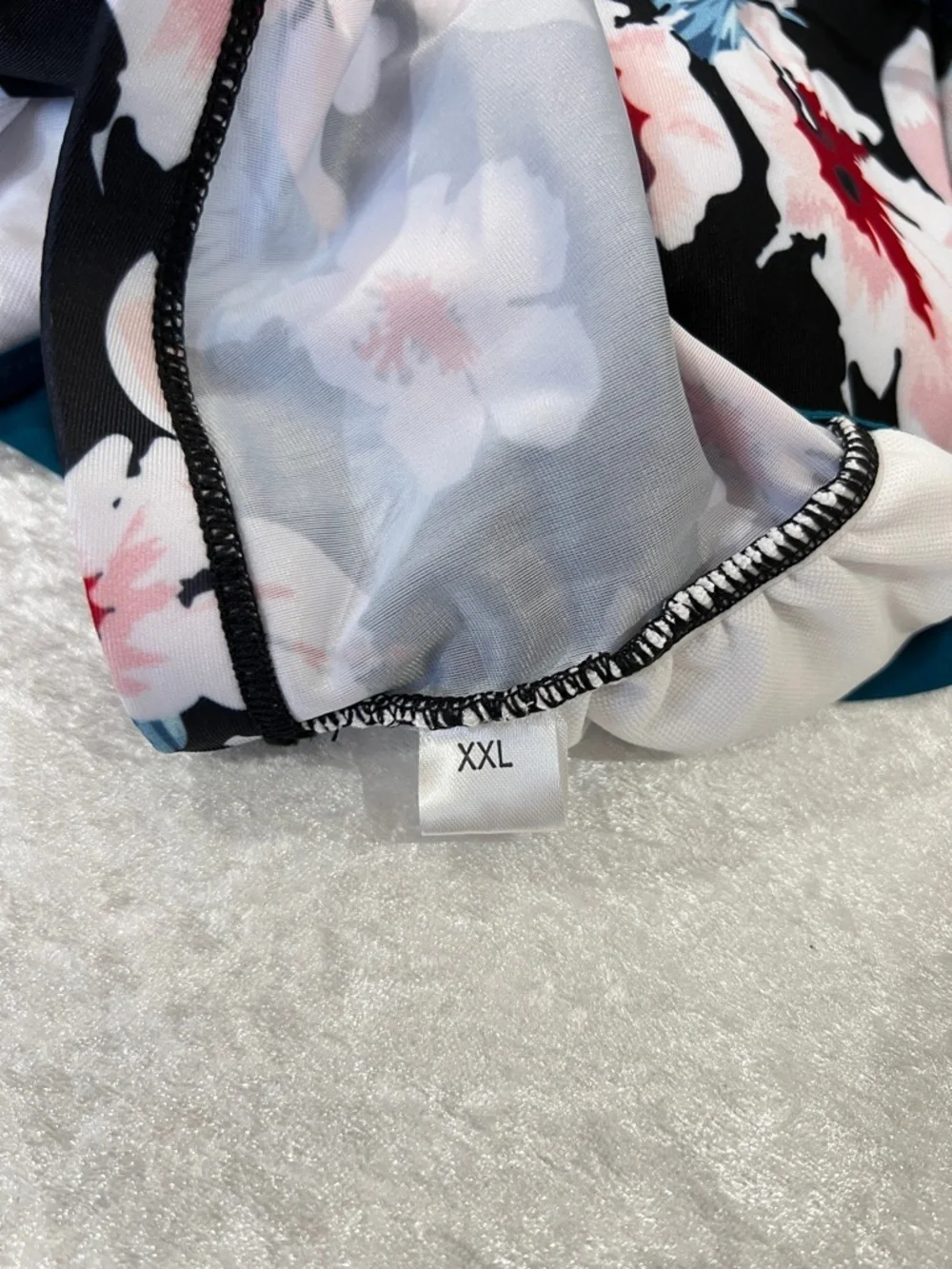 Swimsuit Tankini Top Teal Floral Built-In Bra Racer-Back Style Size XXL